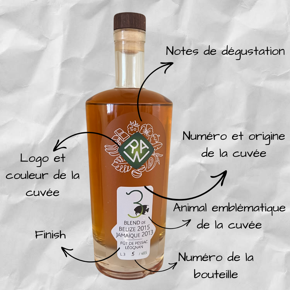 Lecture étiquette rhum RAW Roads